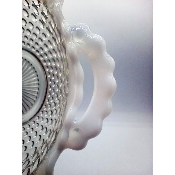 Hobnail Moonstone Ruffled Serving Bowl Dish Milk Rim Candy Depression Glass 6.5" - Picture 8 of 16